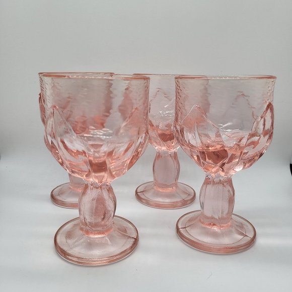 Set Of 4 Vintage Pink Tiffin Franciscan Cabaret Glass Goblets - Picture 1 of 7